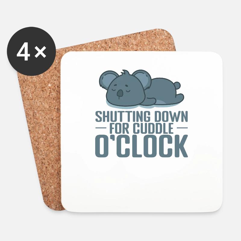 Shutting down for cuddle o'Clock Pyjama - Coasters (set of 4) - white