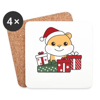 Hamsters Cadeau de Noël Animaux d’hiver Hamsters - Dessous de verre (lot de 4) - blanc - Devant