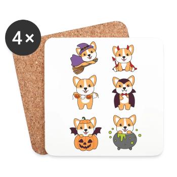 Corgi Halloween Devil Pumpkin Vampire Costume - Dessous de verre (lot de 4) - blanc - Devant