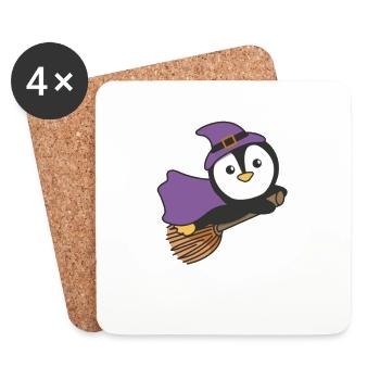 Pinguin Halloween Hexe Kinder Hexen Kostüm - Untersetzer (4er-Set) - Weiß - Vorne