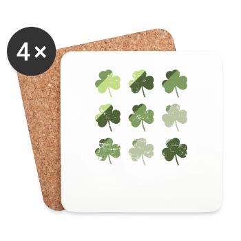 Shamrocks Saint-Patrick - Dessous de verre (lot de 4) - blanc - Devant