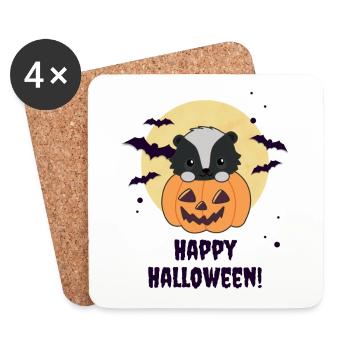 Stinktier Kürbis süße Stinktiere Happy Halloween - Untersetzer (4er-Set) - Weiß - Vorne