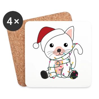 Cat Christmas Snow Winter Animals Cats - Coasters (set of 4) - white - Front