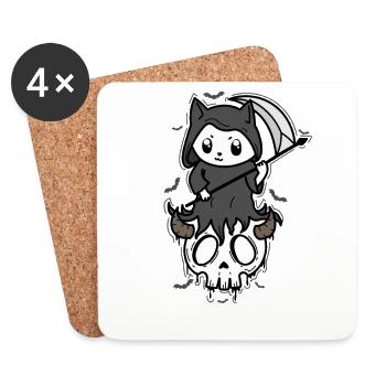 Chat avec faux de style gothique effrayant - Dessous de verre (lot de 4) - blanc - Devant