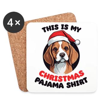 Beagle Christmas Pajamas Dogs - Coasters (set of 4) - white - Front