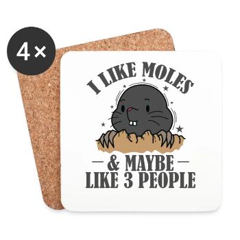 I Like Moles and Maybe 3 People Natur Tier - Untersetzer (4er-Set) - Weiß - Vorne