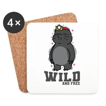 Wild Tier Maulwurf Erdhügel - Untersetzer (4er-Set) - Weiß - Vorne