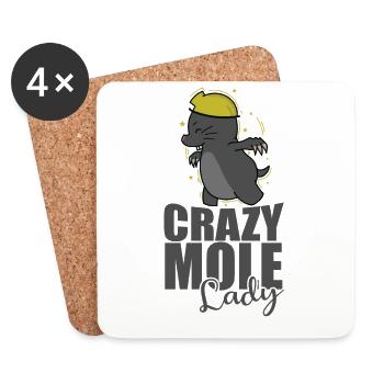 Crazy Mole Lady Tier Erdhügel - Untersetzer (4er-Set) - Weiß - Vorne