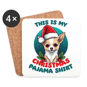 Chihuahua Christmas Pajamas Dogs - Coasters (set of 4) - white - Front