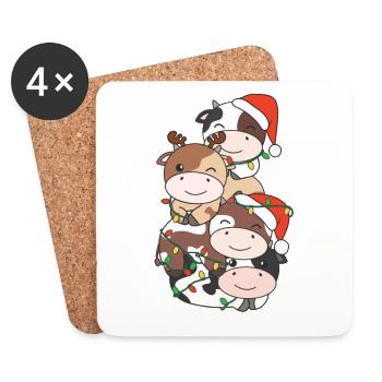 Kuh Weihnachtsbaum Weihnachts Tiere Kühe - Untersetzer (4er-Set) - Weiß - Vorne