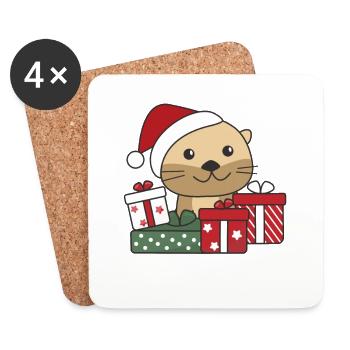 Otter Christmas Gift Winter Animals Otter - Coasters (set of 4) - white - Front