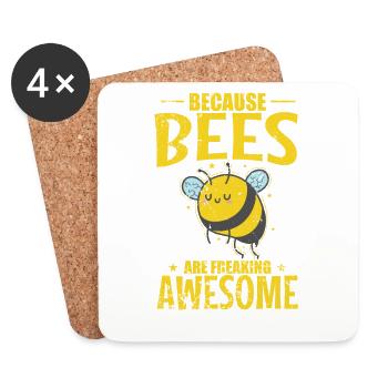 Because Bees are Freaking Awesome Animals - Coasters (set of 4) - white - Front