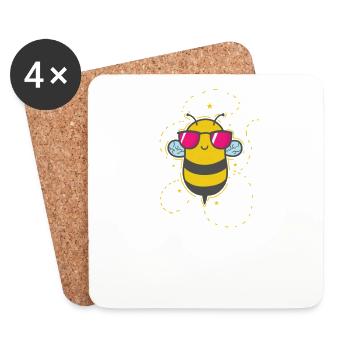 cool bee animals nature - Coasters (set of 4) - white - Front