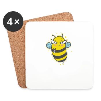 Peace Bee Animals Nature Honey - Coasters (set of 4) - white - Front