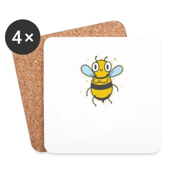 weird bee animals nature beekeeper - Coasters (set of 4) - white - Front