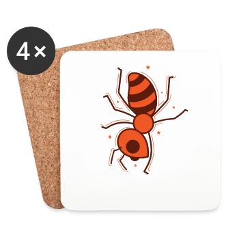 Ameise macht Handstand fleißige Insekten - Untersetzer (4er-Set) - Weiß - Vorne