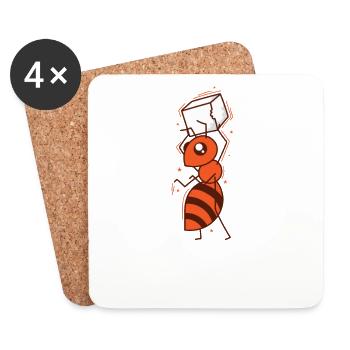 Ameise trägt Zuckerwürfel fleißige Insekten - Untersetzer (4er-Set) - Weiß - Vorne