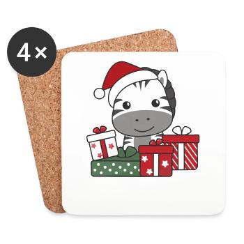 Zebra Christmas Gift Winter Animals Zebra - Coasters (set of 4) - white - Front