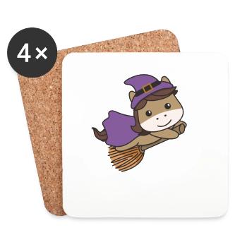 Pferd Halloween Hexe Kinder Hexen Kostüm - Untersetzer (4er-Set) - Weiß - Vorne