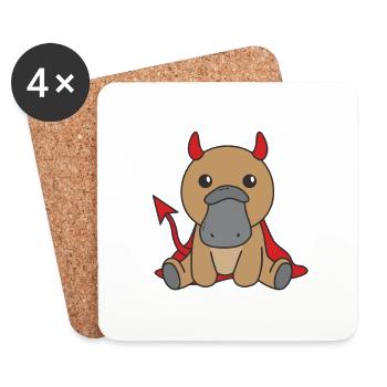 Ornithorynque Joyeux Costume du Diable d’Halloween - Dessous de verre (lot de 4) - blanc - Devant