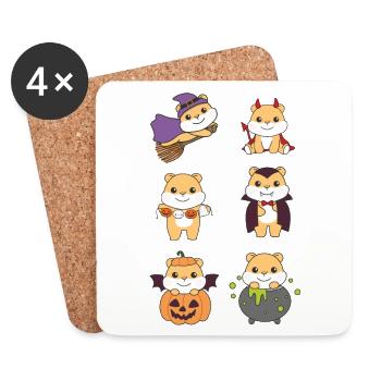 Hamster Halloween Teufel Kürbis Vampier Kostüm - Untersetzer (4er-Set) - Weiß - Vorne
