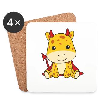 Girafe Joyeux Déguisement du Diable d’Halloween - Dessous de verre (lot de 4) - blanc - Devant
