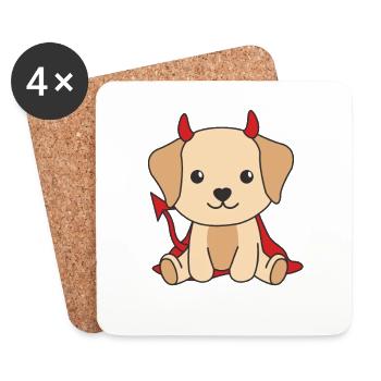 Labrador Happy Halloween Devil Costume - Coasters (set of 4) - white - Front