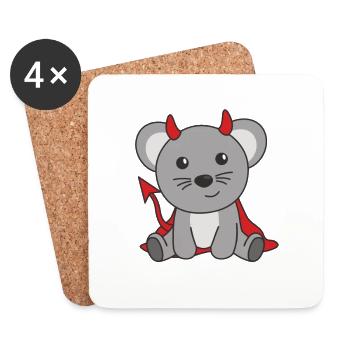 Maus Happy Halloween Teufel Kostüm - Untersetzer (4er-Set) - Weiß - Vorne