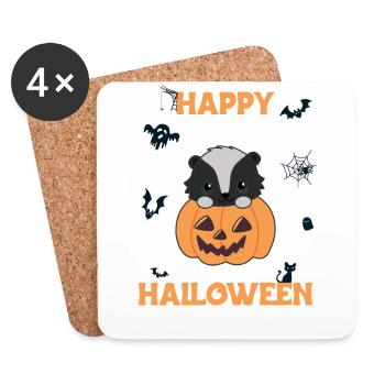 Skunk Citrouille Mignon Skunk Joyeux Halloween - Dessous de verre (lot de 4) - blanc - Devant