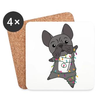 French Bulldog Christmas Snow Winter Animals - Coasters (set of 4) - white - Front