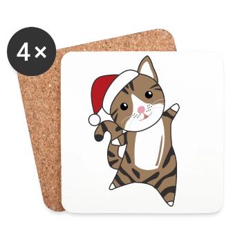 Cat, Christmas, Snow, Winter, Animals, Cats - Coasters (set of 4) - white - Front