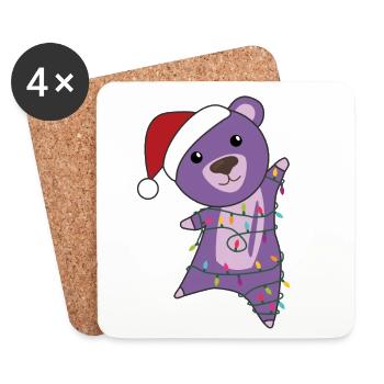 Ours Noël Hiver Animaux Ours - Dessous de verre (lot de 4) - blanc - Devant