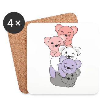 cupioromantic Flag Pride LGBTQ süße Maus - Untersetzer (4er-Set) - Weiß - Vorne