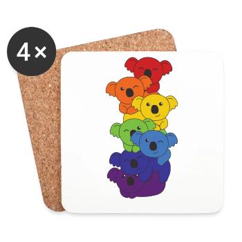 Regenbogen Koala süße bunte Koala für Kinder - Untersetzer (4er-Set) - Weiß - Vorne