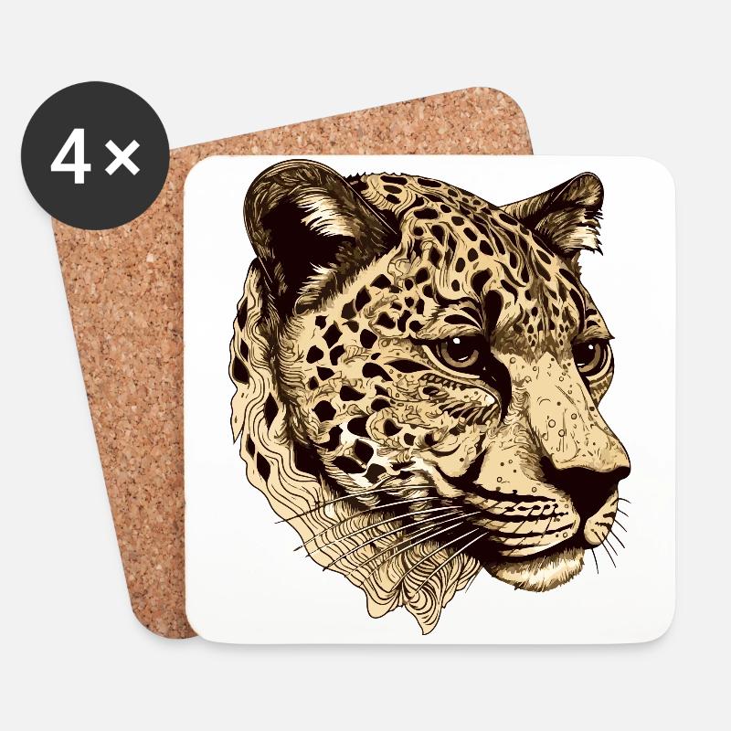 Gepard Kopf Tier - Untersetzer (4er-Set) - Weiß