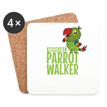 Official Parrot Walker Animal Tropics Bird - Coasters (set of 4) - white - Front