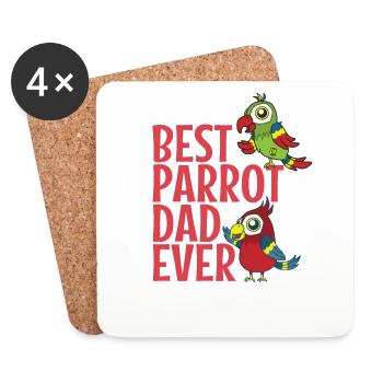 Best Parrot Dad Ever Tier Vogel - Untersetzer (4er-Set) - Weiß - Vorne