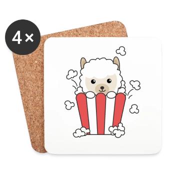 Alpaga Popcorn Time Drôles D’animaux Dans La Restauration Rapide - Dessous de verre (lot de 4) - blanc - Devant