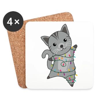 Cat, Christmas, Snow, Winter, Animals, Cats - Coasters (set of 4) - white - Front