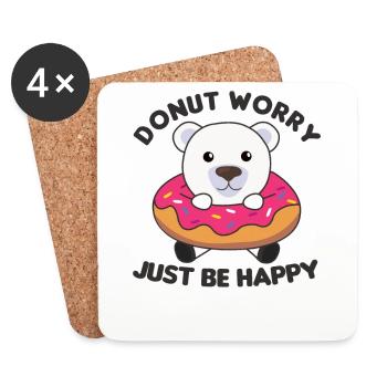 Süßer Eisbär lustige Tiere in Donut pink - Untersetzer (4er-Set) - Weiß - Vorne