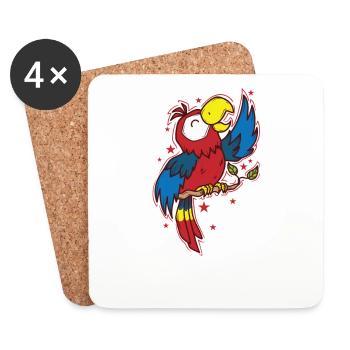 Papagei singt Tier Vogel - Untersetzer (4er-Set) - Weiß - Vorne