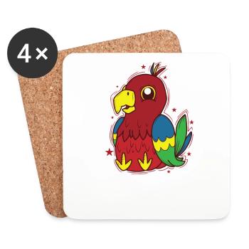 Papagei sitzt Vogel Tier - Untersetzer (4er-Set) - Weiß - Vorne