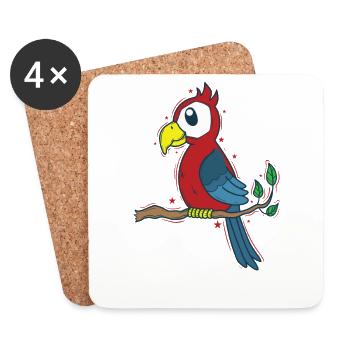 Perroquet Exotique Tropiques Animal - Dessous de verre (lot de 4) - blanc - Devant