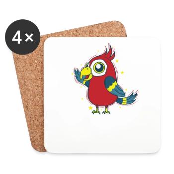 Parrot Bird Clever Animal - Coasters (set of 4) - white - Front
