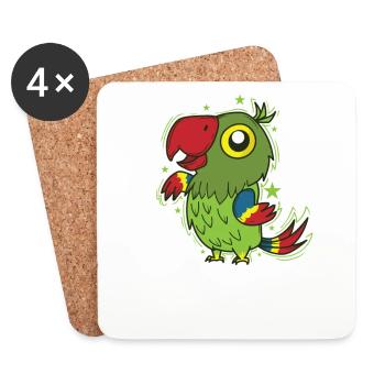 Parrot Dancing Bird Talking Animal - Coasters (set of 4) - white - Front