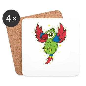 Perroquet Terres Oiseau Parlant Animal - Dessous de verre (lot de 4) - blanc - Devant