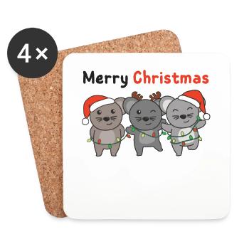Souris, Noël, Hiver, Animaux, Souris - Dessous de verre (lot de 4) - blanc - Devant