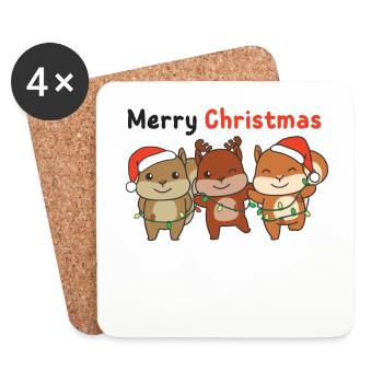 Squirrel, Christmas, Winter, Animals, Squirrel - Coasters (set of 4) - white - Front
