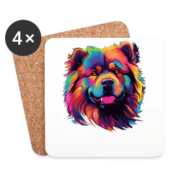 Wasserfarben Farbenfroher Chow Chow - Untersetzer (4er-Set) - Weiß - Vorne
