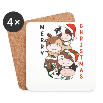 Kuh Weihnachtsbaum Weihnachts Tiere Kühe - Untersetzer (4er-Set) - Weiß - Vorne